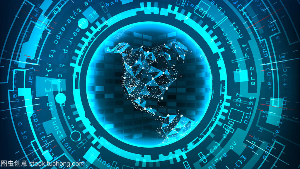 未來科技連接結構。矢量抽象背景。藍色的電子網絡。數字系統設計